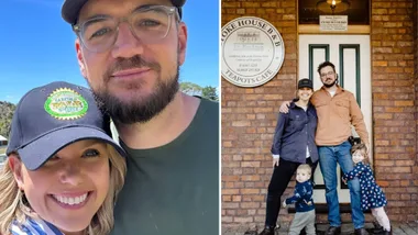 Edwina Bartholomew, Neil Varcoe and their children Molly and Tom.