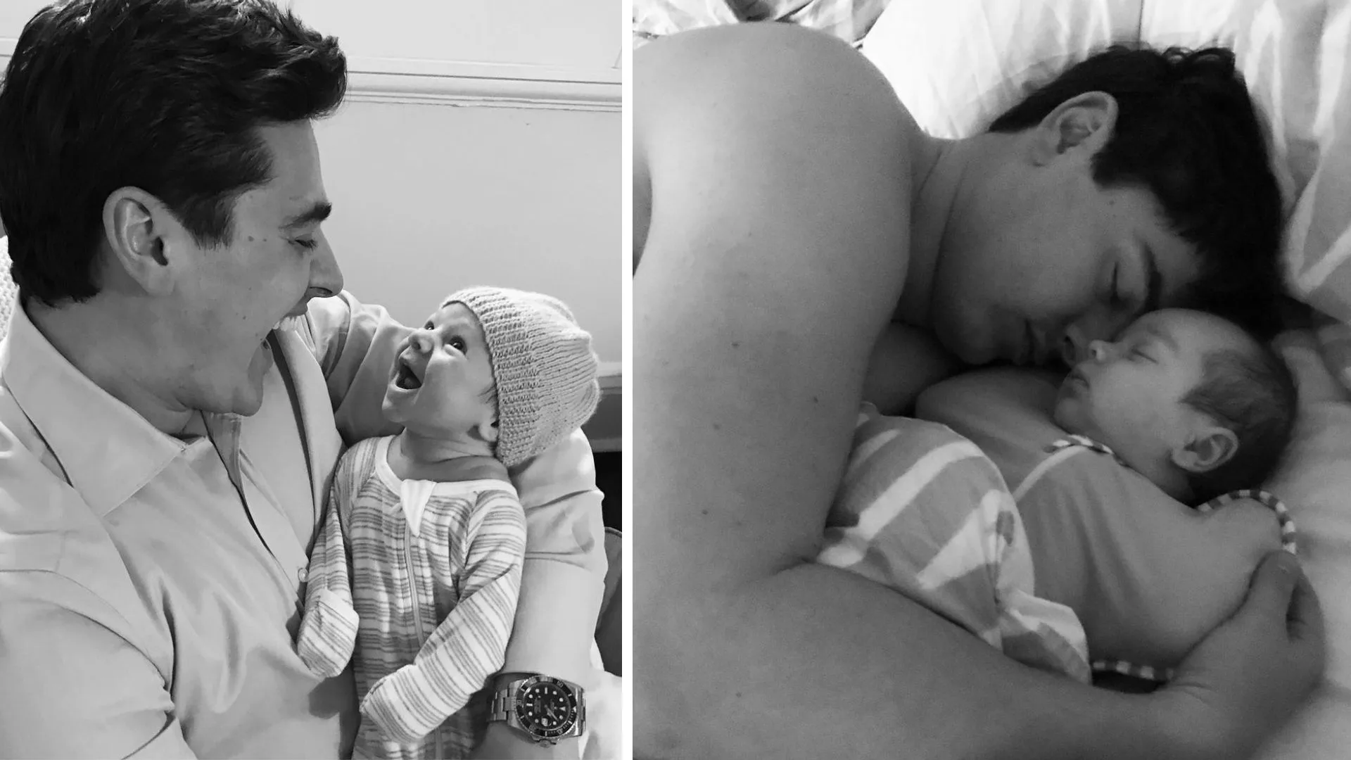 The Block judge Marty Fox with his son Freddy as a baby.