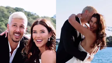 britt hockley and husband at their second wedding