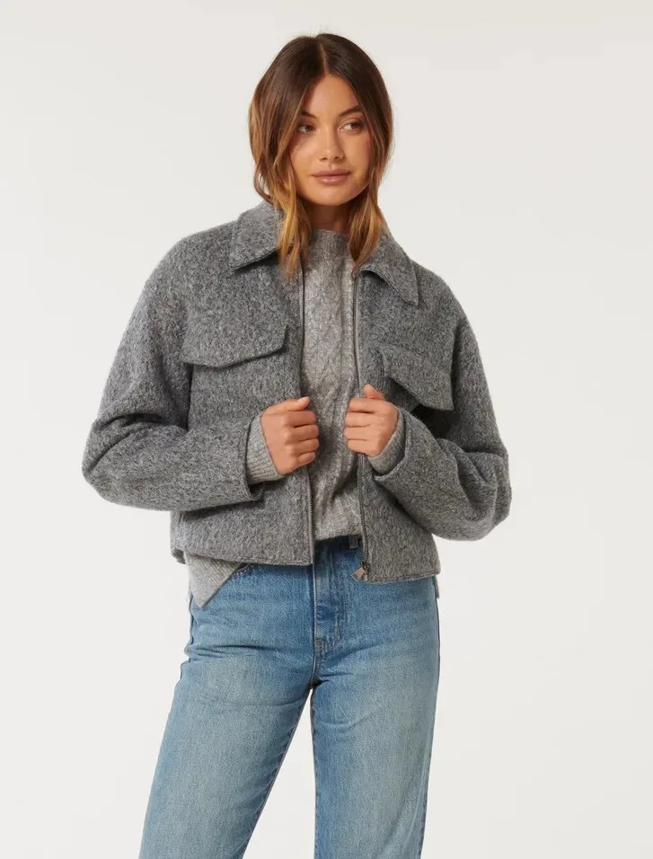Forever New grey cropped jacket