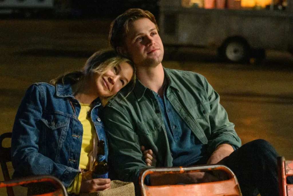 Renee Zellweger and Leo Woodall in character in Bridget Jones: Mad About the Boy