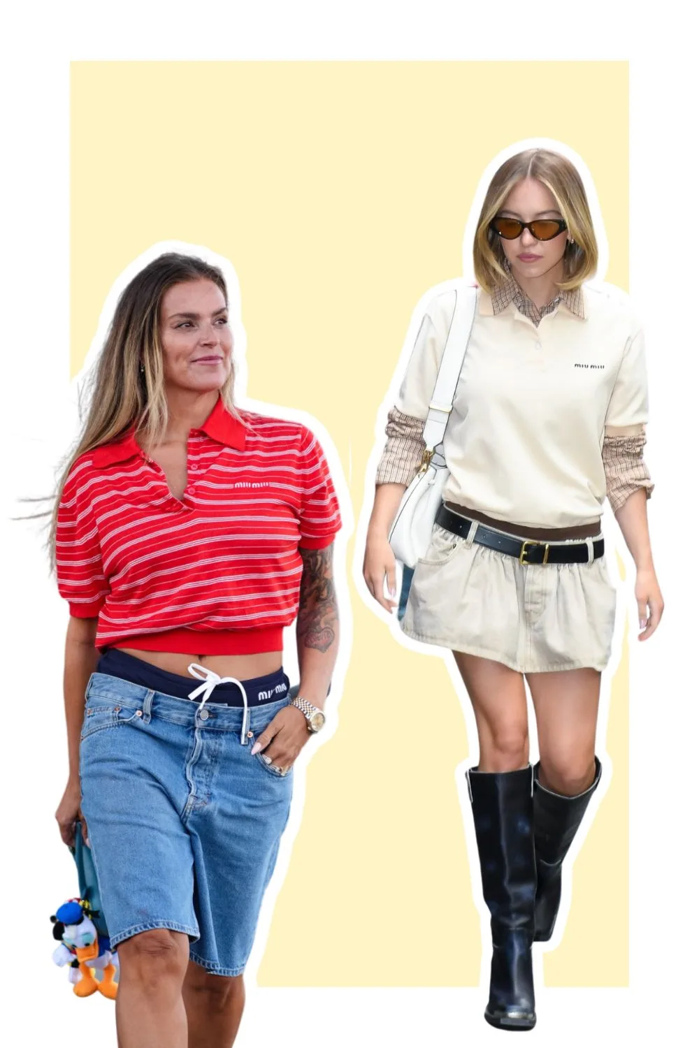 Sydney Sweeney wearing Miu miu polo top