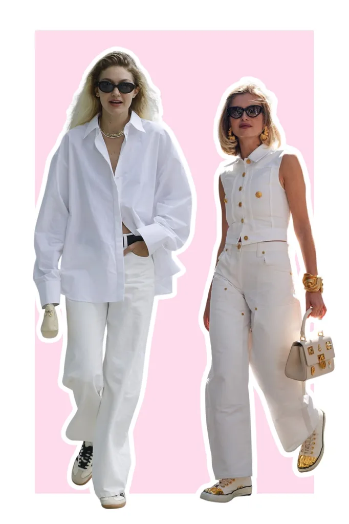 Gigi Hadid in white jeans