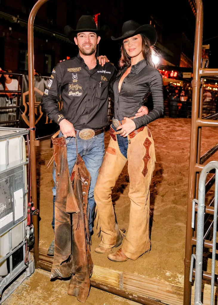 Bella Hadid and Adan Banuelos in matching cowboy attire