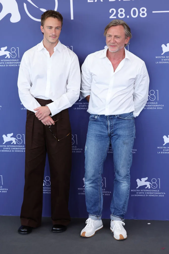 VENICE, ITALY - SEPTEMBER 03: Drew Starkey and Daniel Craig attend the "Queer" photocall during the 81st Venice International Film Festival at Palazzo del Casino on September 03, 2024 in Venice, Italy. (Photo by Andreas Rentz/Getty Images)