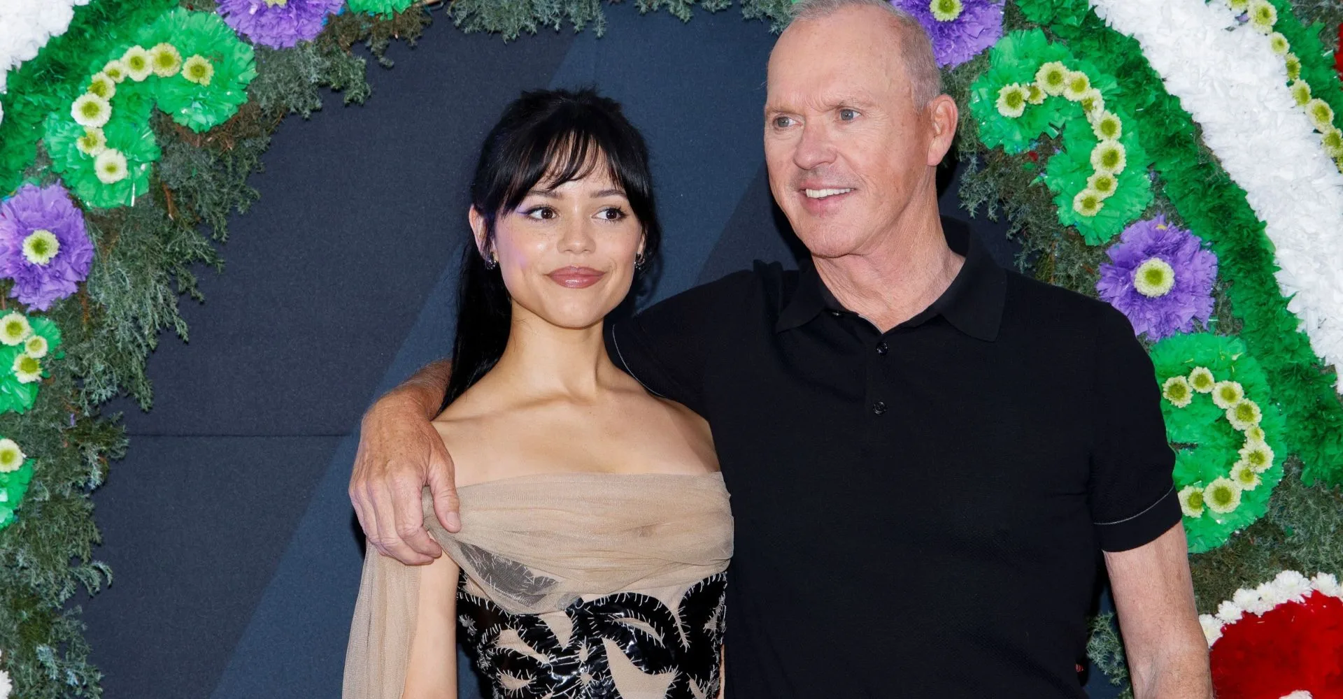 Jenna Ortega and Michael Keaton at a premiere of Beetlejuice 2
