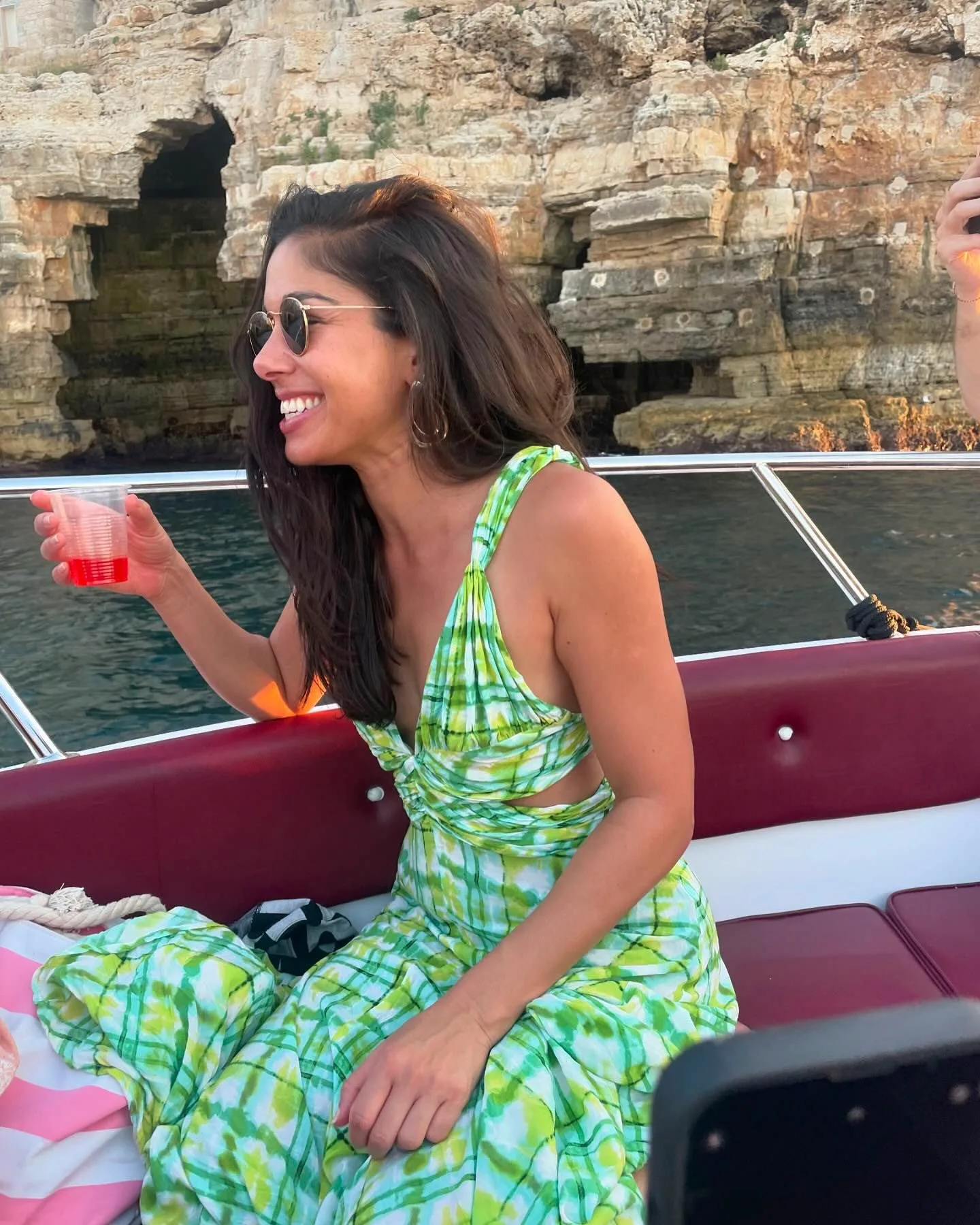 Sarah Roberts in a green dress