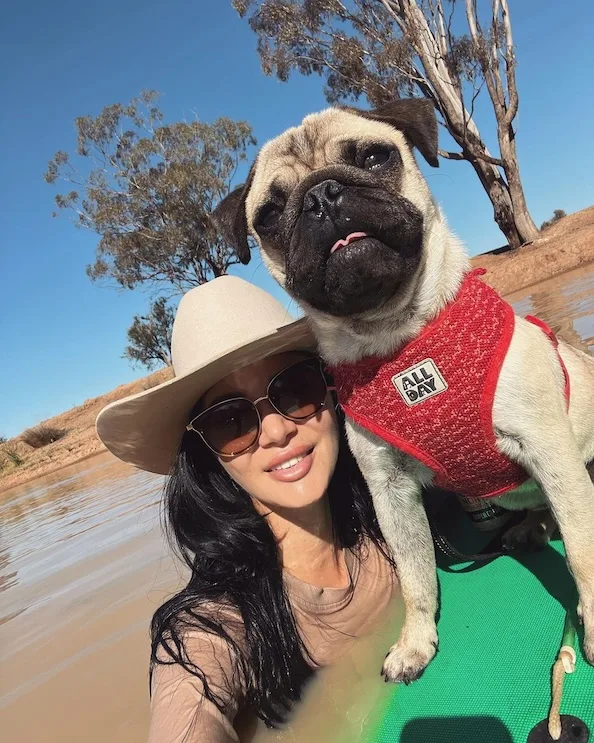 Claire and her pug Moe