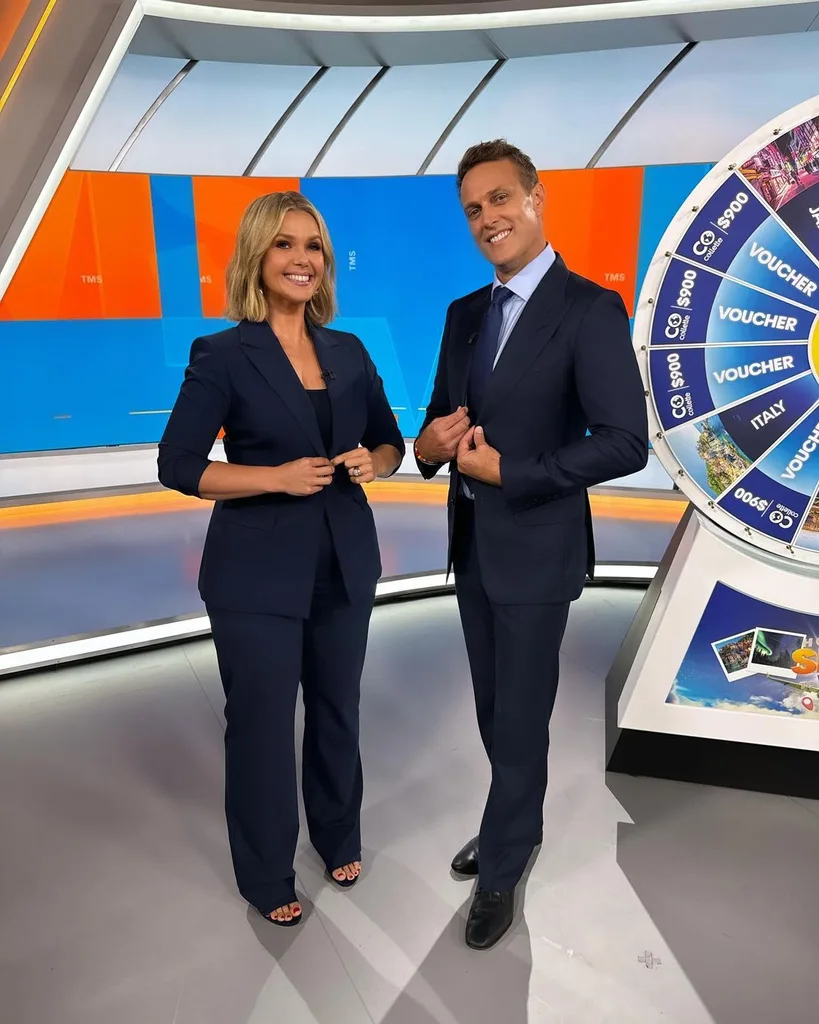 Edwina Bartholomew with Matt Shirvington on Sunrise