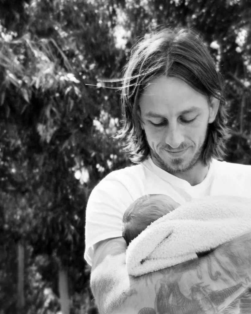 Riley Hawk with his son Ronin