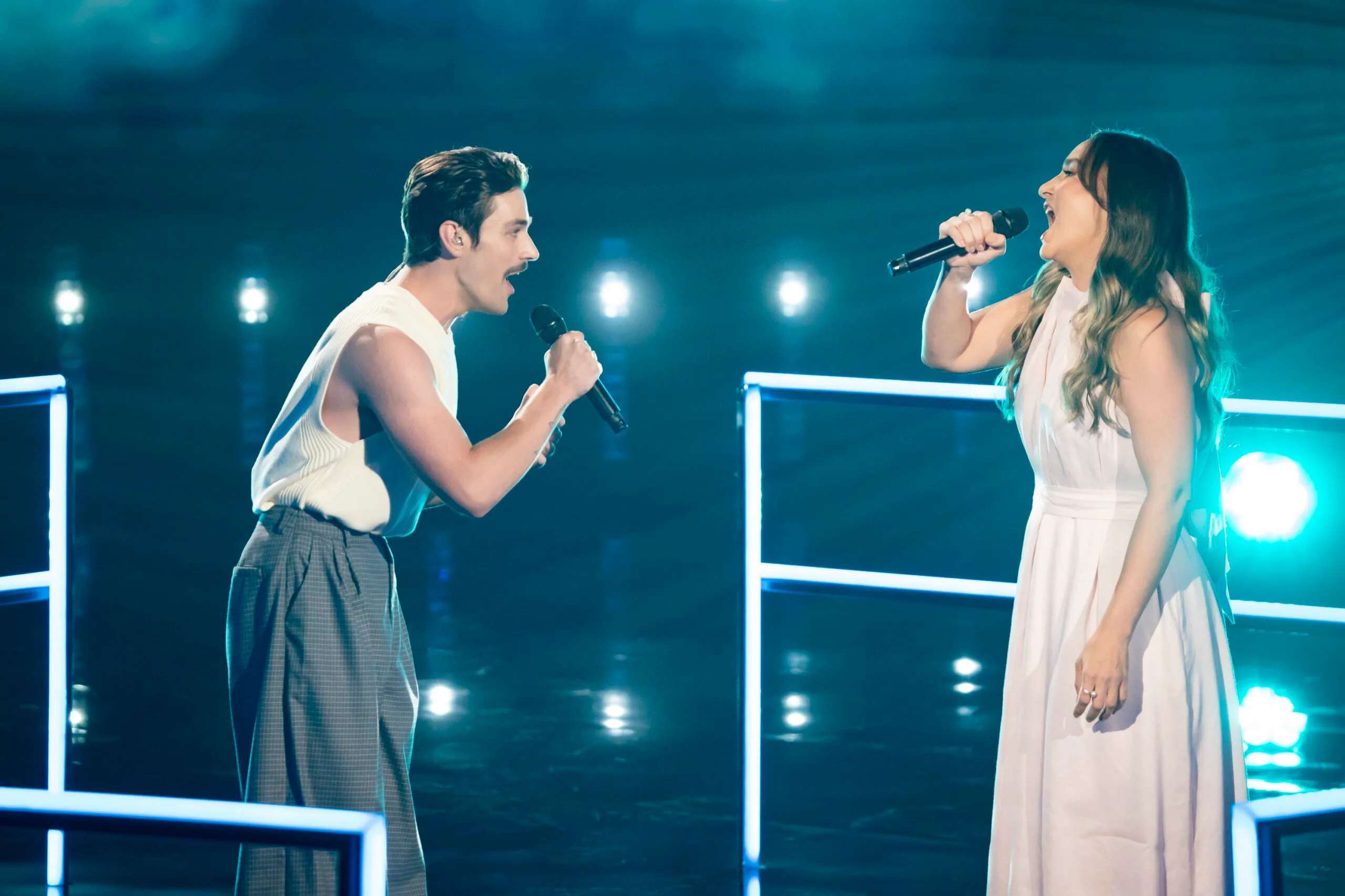 MJ and Matthew performing on The Voice Australia. 