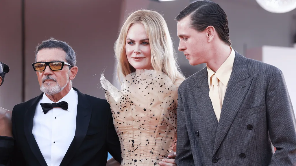 Antonio Banderas, Nicole Kidman and Harris Dickinson attend a red carpet for "Babygirl" during the 81st Venice International Film Festival at on August 30, 2024 in Venice, Italy