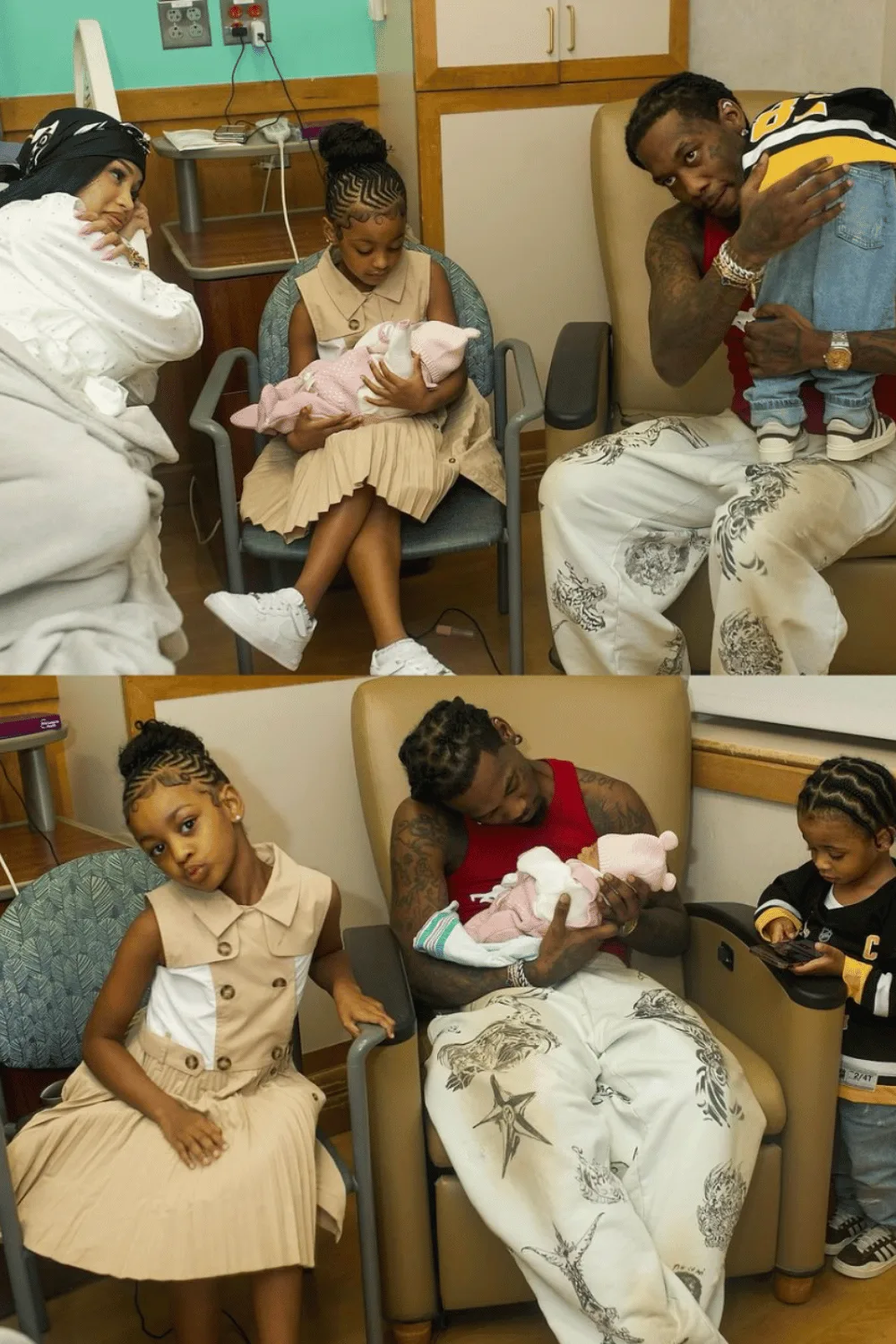 Cardi B, Offset, and their three children.