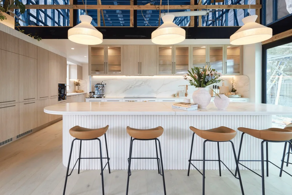 a white, coastal kitchen