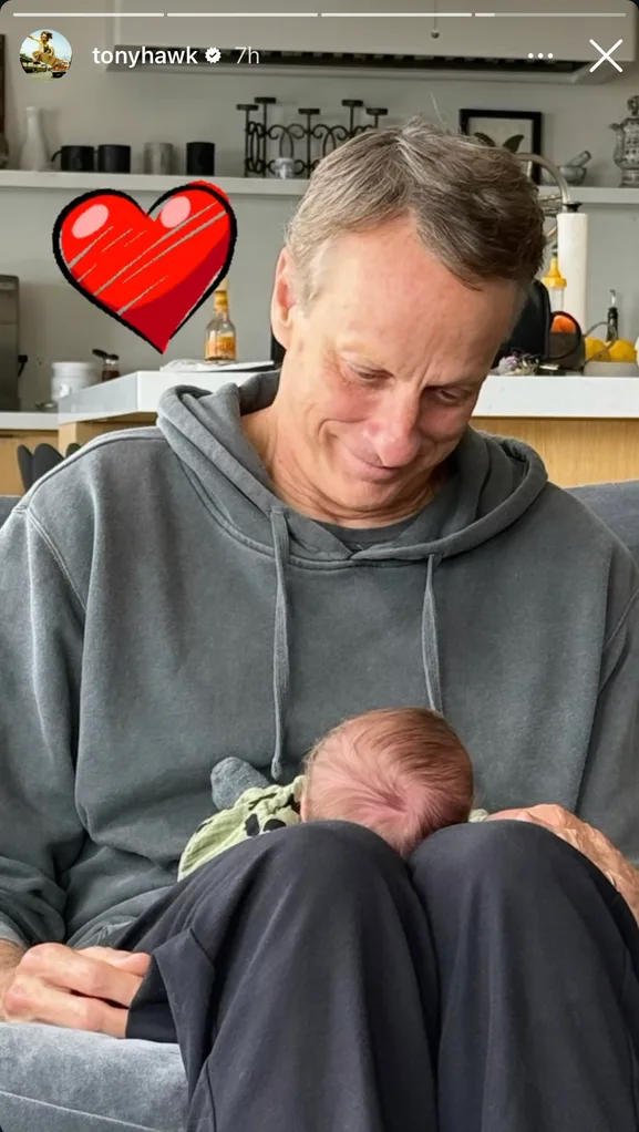 Tony Hawk with his grandson