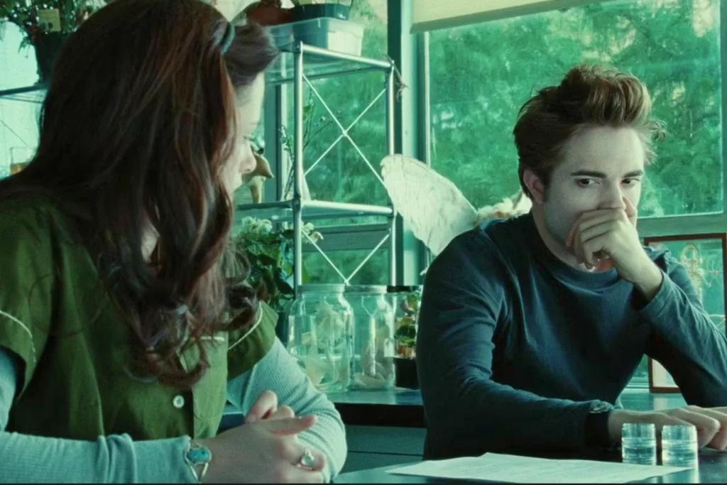 Twilight Edward and Bella in biology lab.