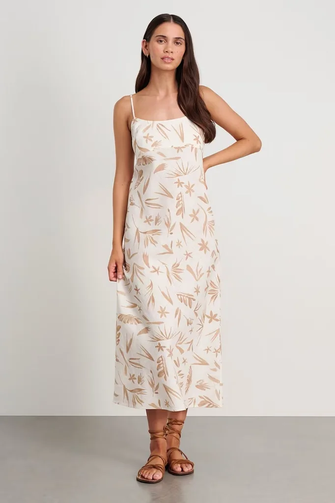 Jag white and brown print dress