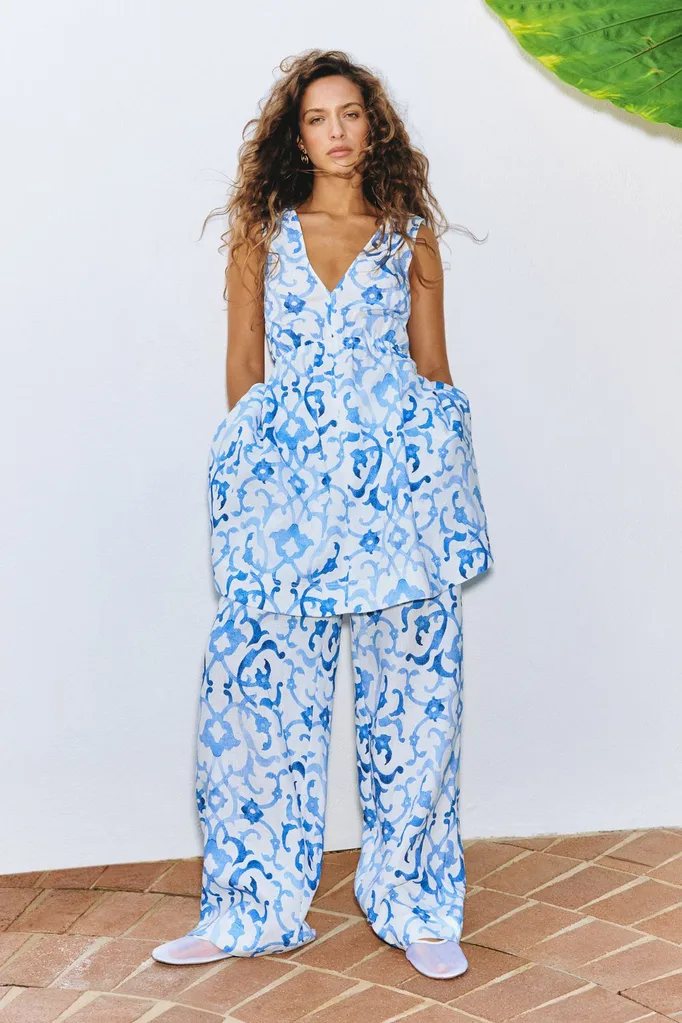 Jag blue printed pants and top