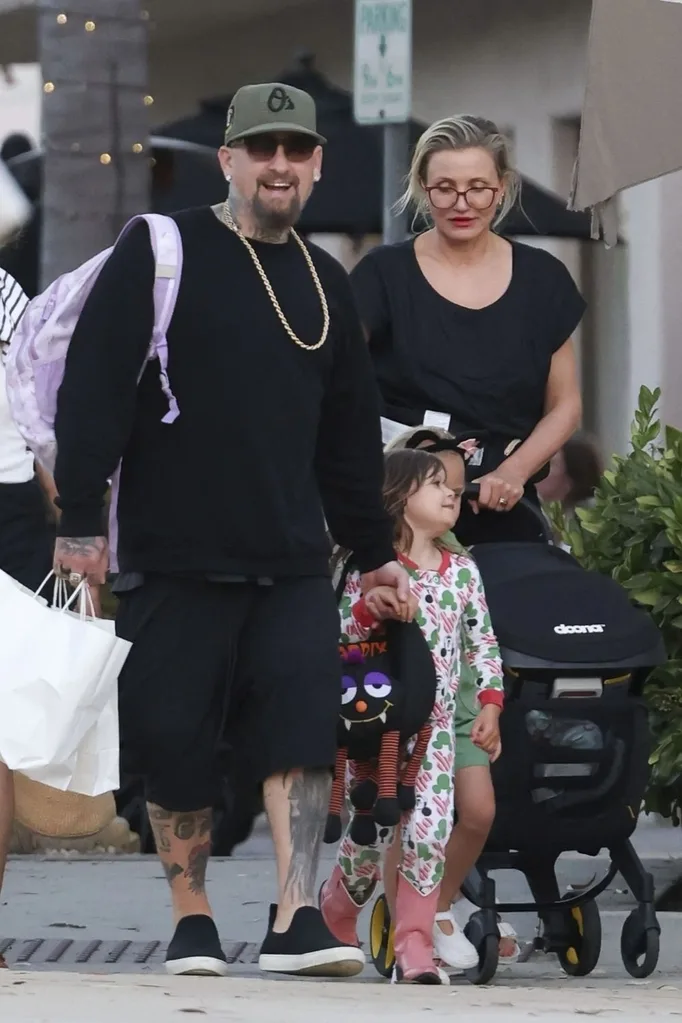 Cameron Diaz and Benji Madden with their kids.