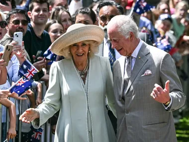 Charles and Camilla greet the public at St Thomas Church in Sydney