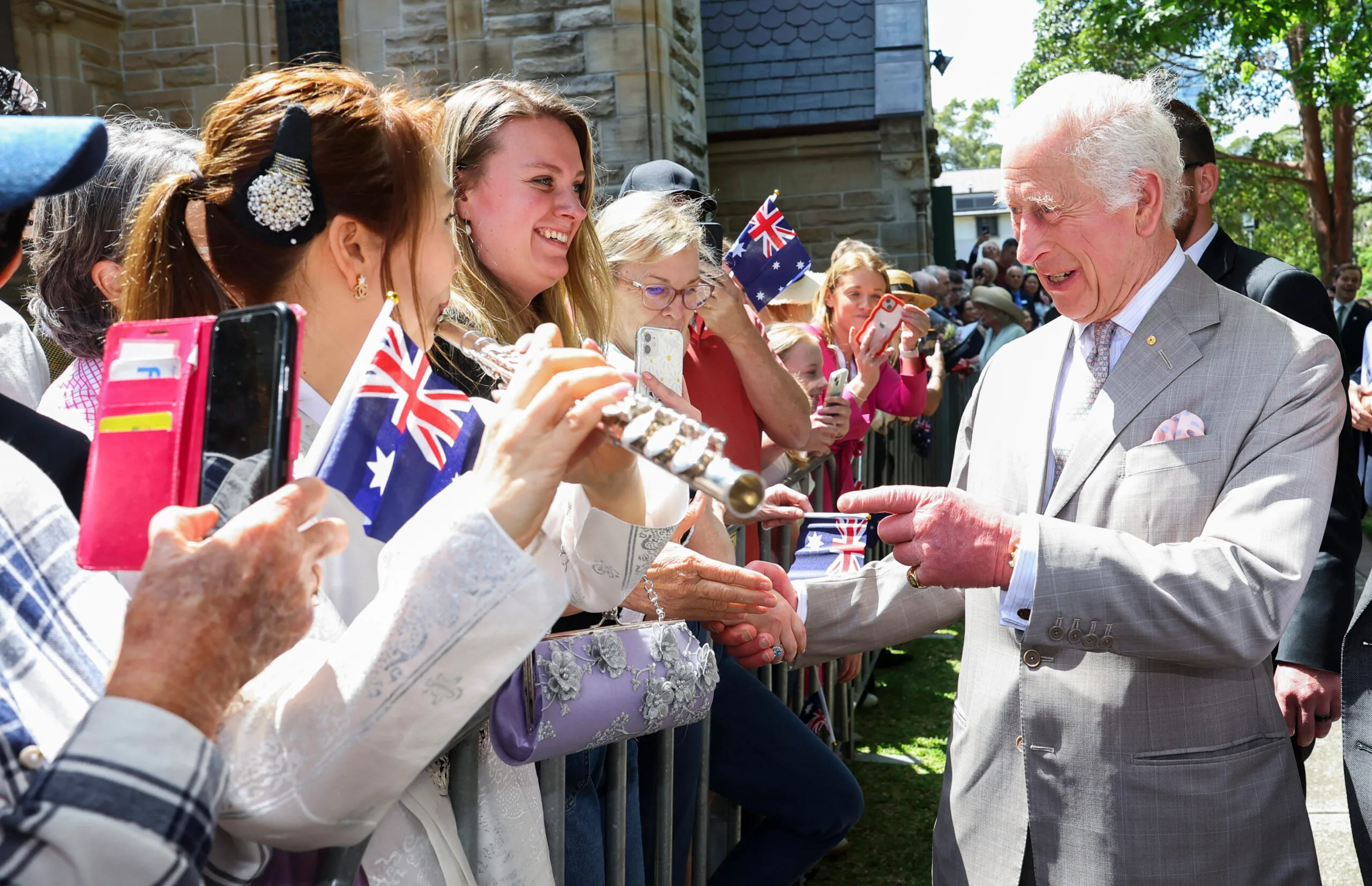 King Charles greets crowd after Sydney church service