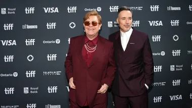 TORONTO, ONTARIO - SEPTEMBER 06: (L-R) Elton John and David Furnish attend the World Premiere of Disney+ Documentary “Elton John: Never Too Late” at Toronto International Film Festival at Roy Thomson Hall on September 06, 2024 in Toronto, Ontario. (Photo by Sonia Recchia/Getty Images for Disney)