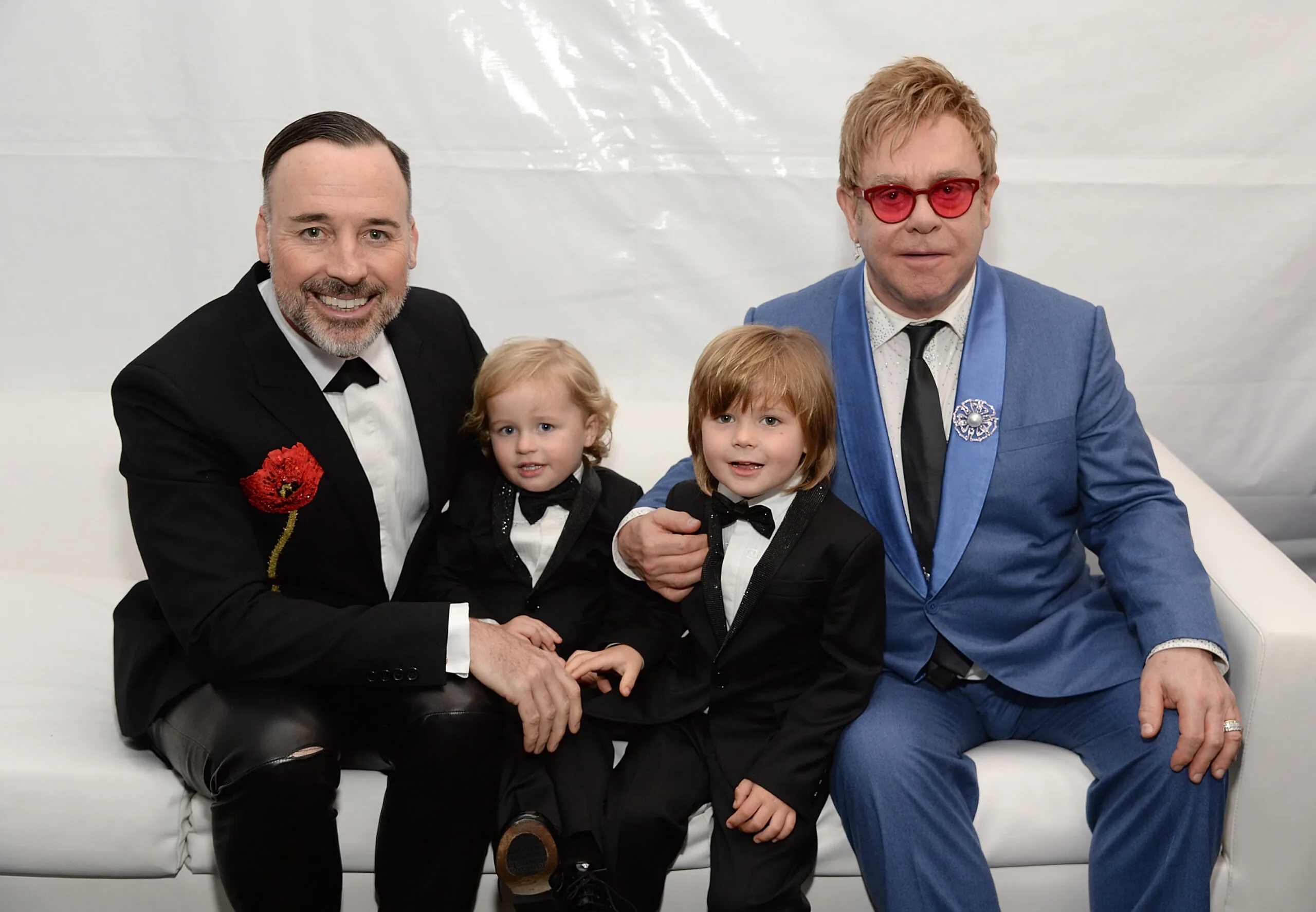  David Furnish, Elijah Furnish-John, Zachary Furnish-John, and Sir Elton John attend the 23rd Annual Elton John AIDS Foundation Academy Awards Viewing Party on February 22, 2015 