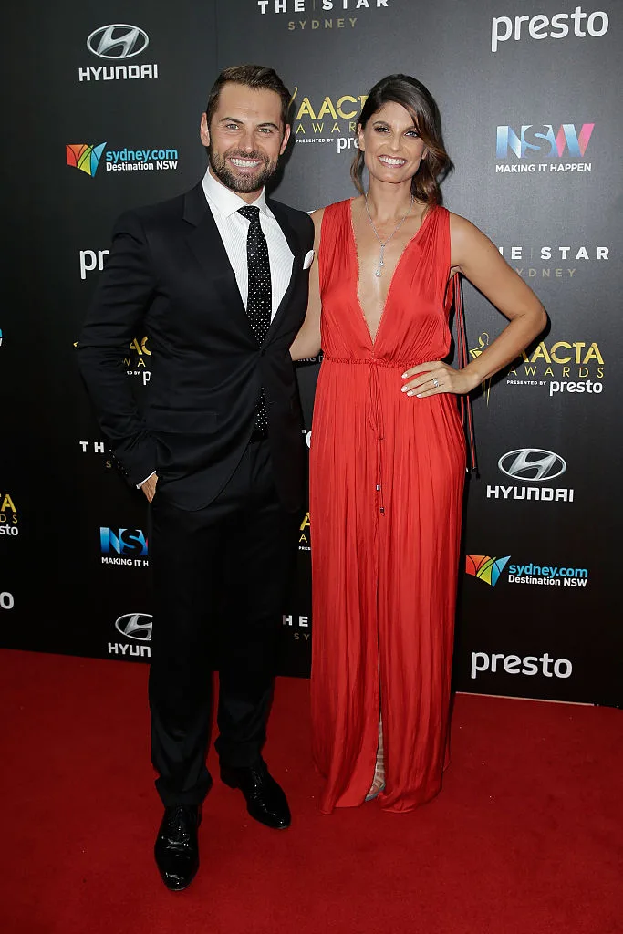 Daniel MacPherson and Zoe Ventoura at AACTA red carpet in December 2015.