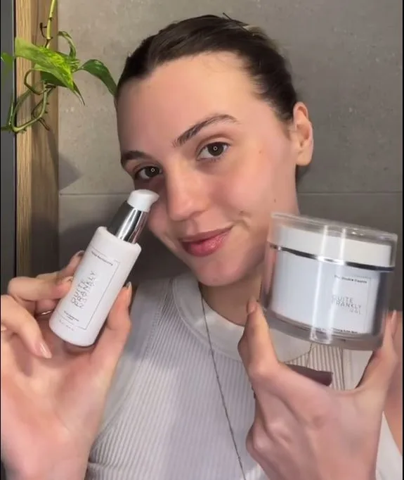 A shopper holding the beauty products
