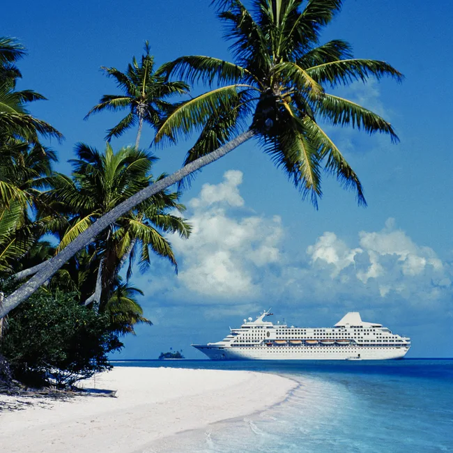 Cruise ship on the horizon.