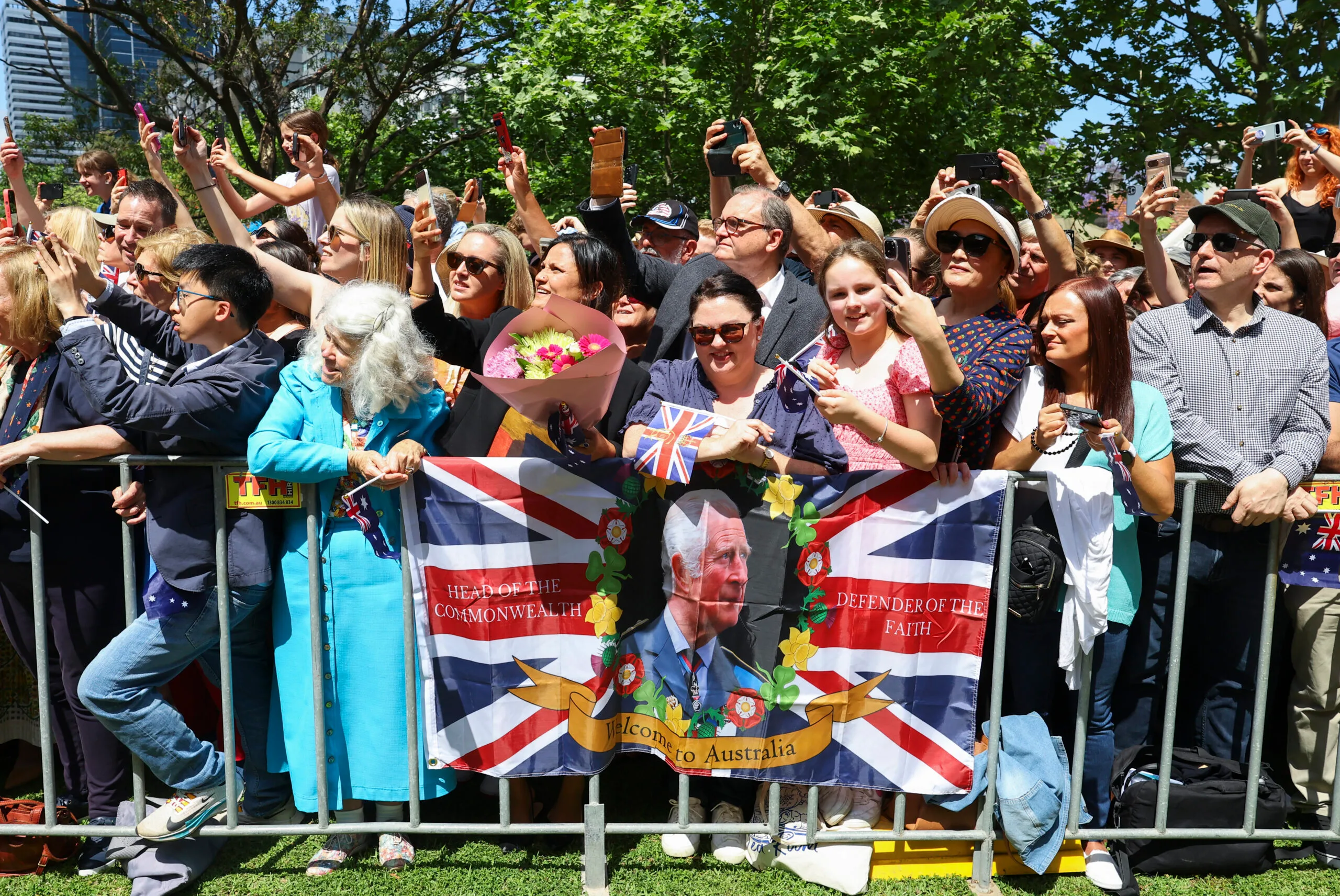 crowds gather to meet Charles and Camilla in Sydney