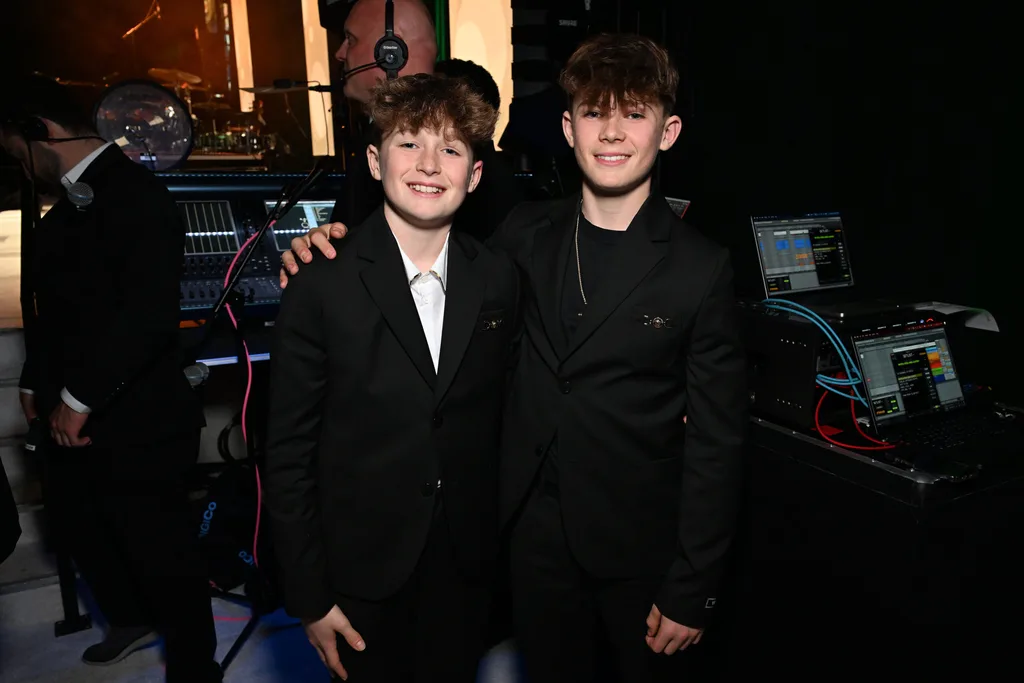 Elijah Furnish-John and Zachary Furnish-John attend Elton John AIDS Foundation's 33rd Annual Academy Awards Viewing Party on March 02, 2025 in West Hollywood, California.