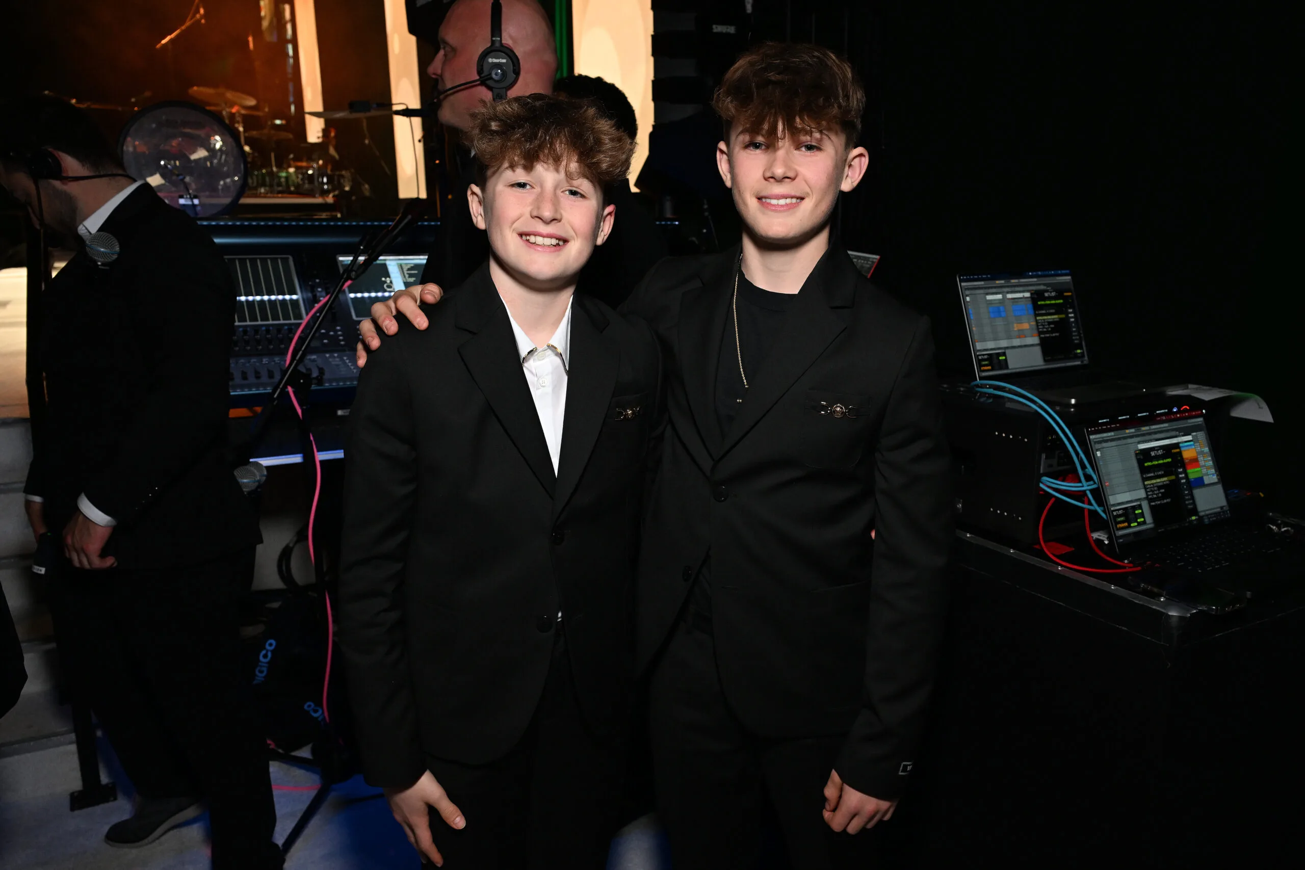 Elijah Furnish-John and Zachary Furnish-John  attend Elton John AIDS Foundation's 33rd Annual Academy Awards Viewing Party on March 02, 2025 in West Hollywood, California. 