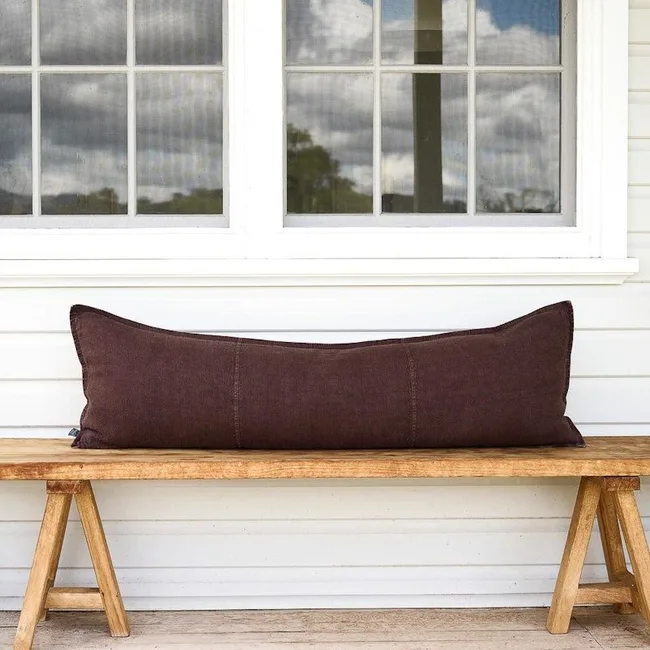 Luca Linen Long Lumbar | Chocolate
