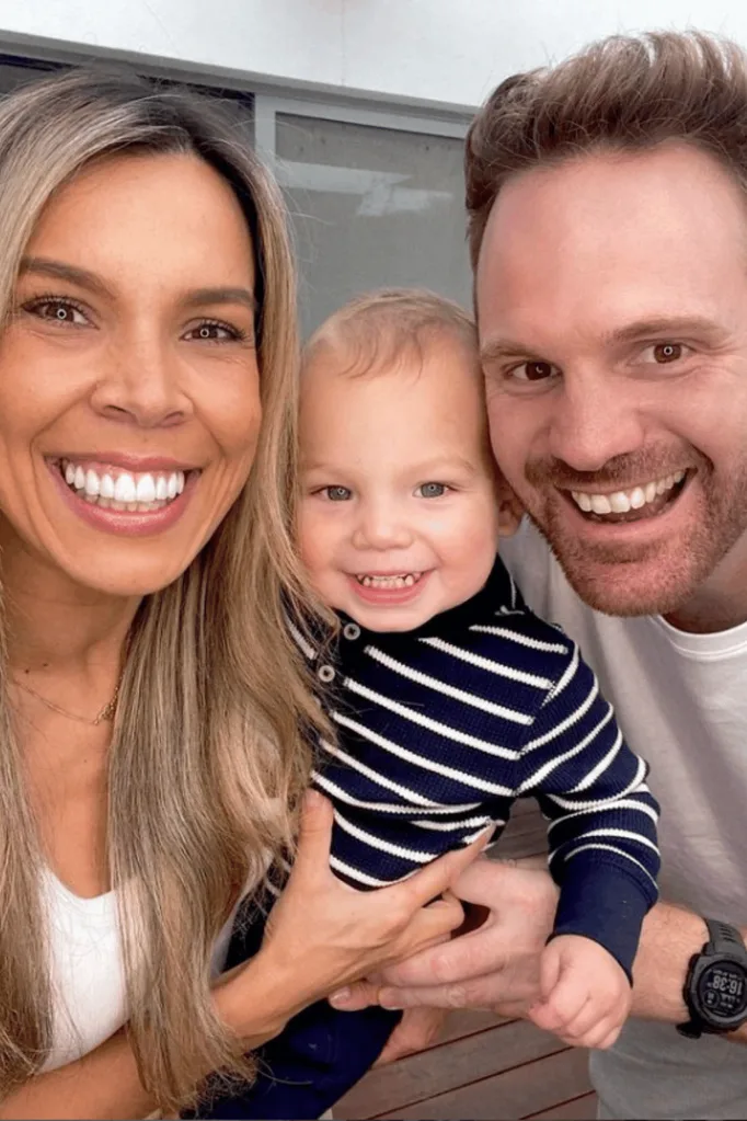 Married at First Sight contestants Carly Bowyer and Neil Goldsmith holding their son Bailey.