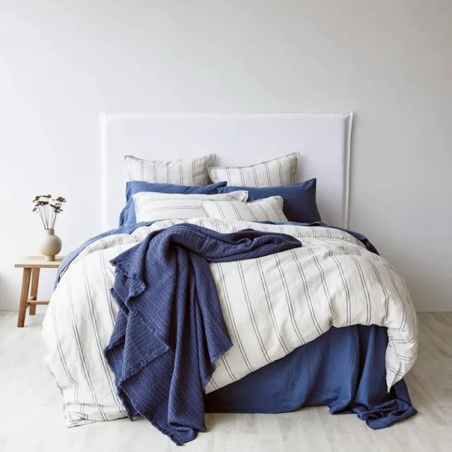 Pure Linen Duvet Cover Set in Eton Stripe