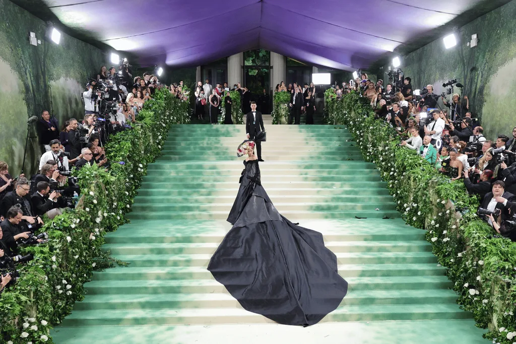 Zendaya walking the red carpet at the 2024 Met Gala.