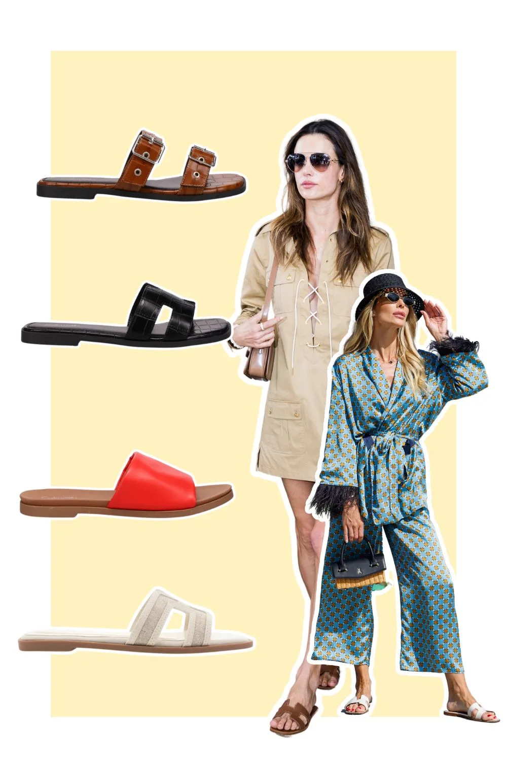 Celebrities wearing leather slides