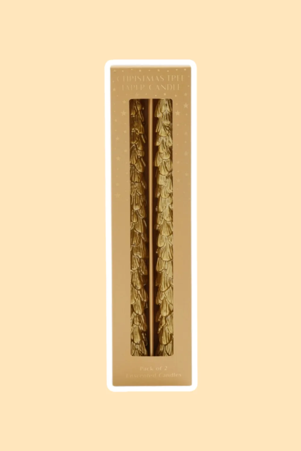 gold Christmas tree taper candles 