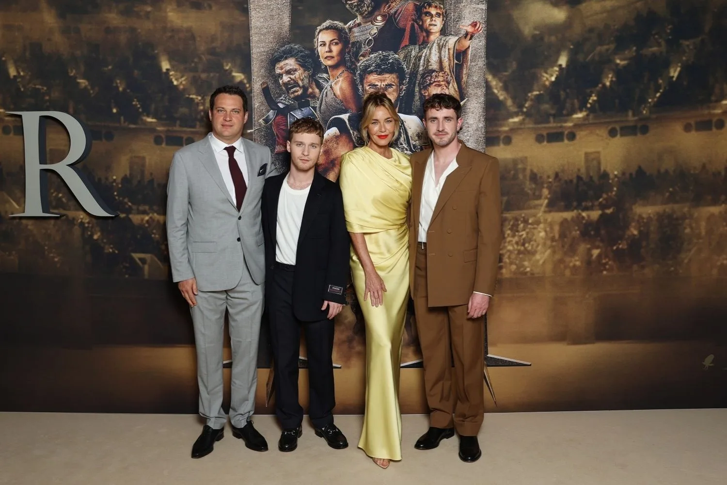 Michael Pruss, Fred Hechinger, Connie Nielsen and Paul Mescal pose together at the Sydney premiere of Gladiator II