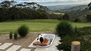 lady outdoor bath adelaide hills