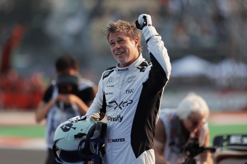 Brad Pitt filming the F1 movie.