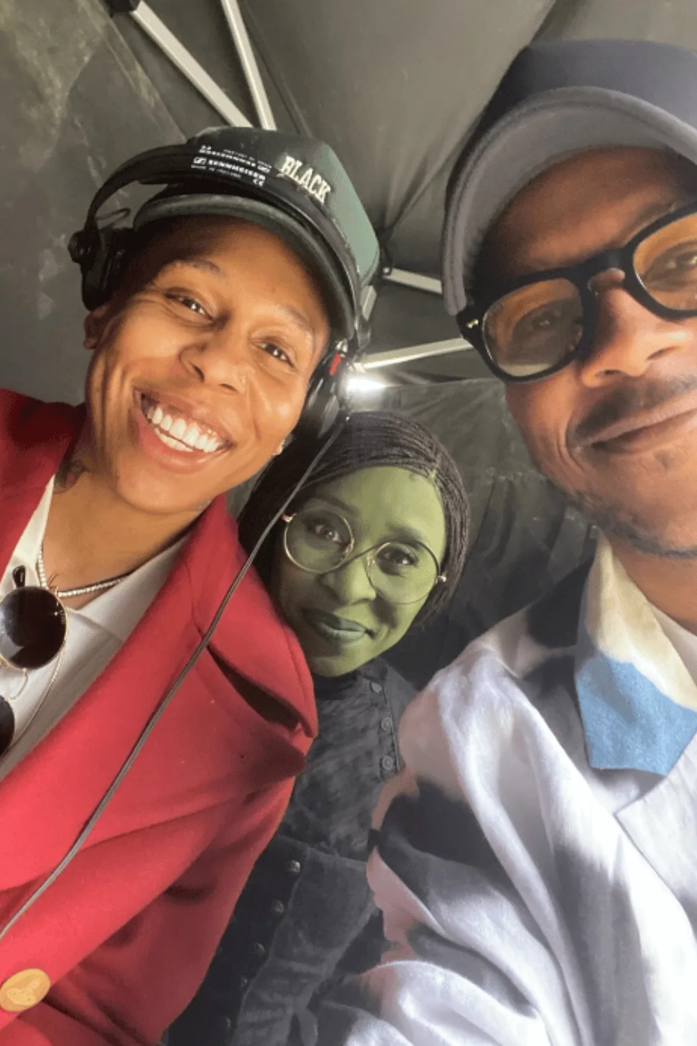 Cynthia Erivo and Lena Waithe on the set of Wicked. 