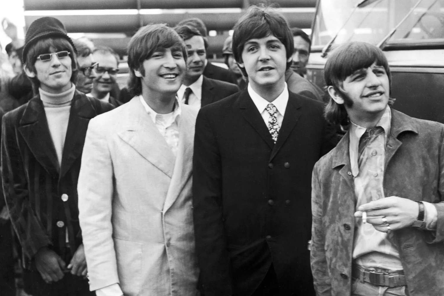 The Beatles at the airport.