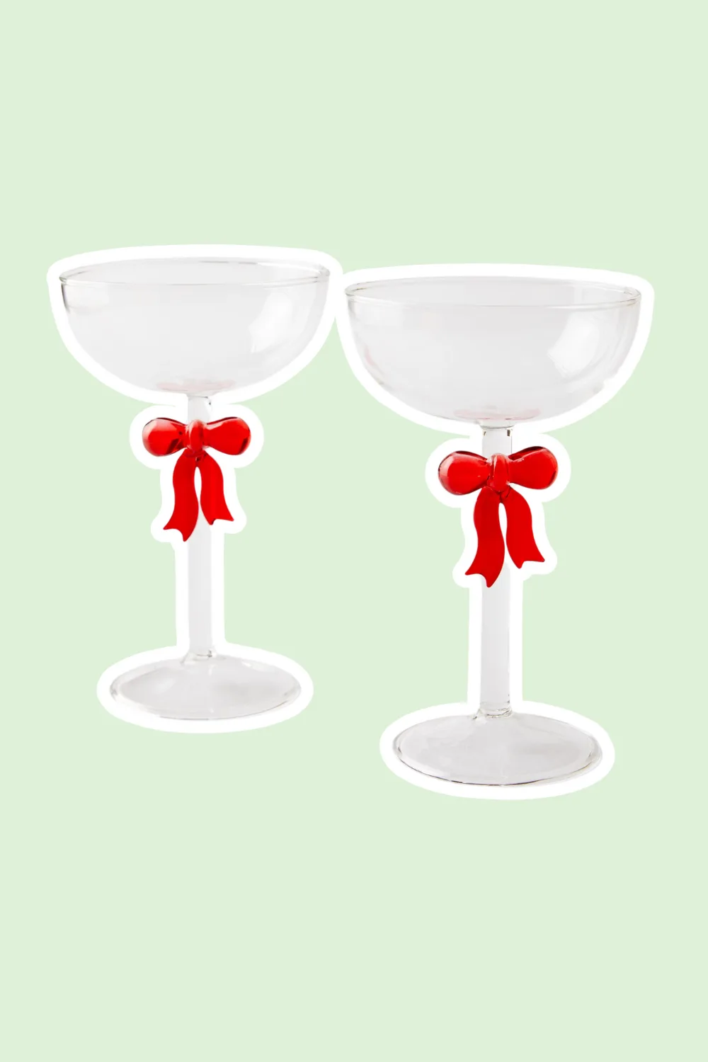 martini glasses with red bow 