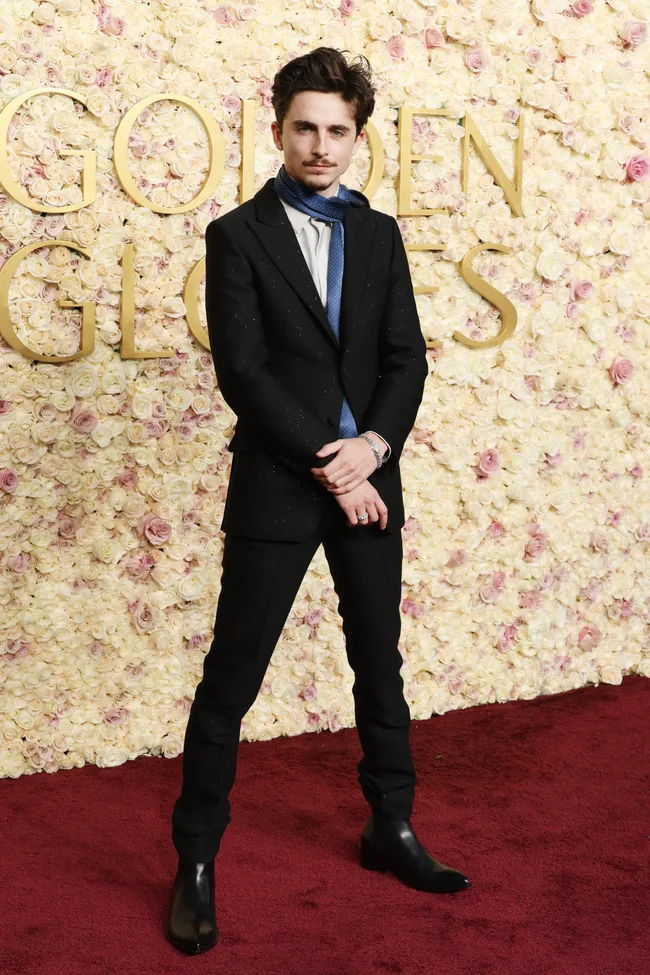 EVERLY HILLS, CALIFORNIA - JANUARY 05: Timothée Chalamet attends the 82nd Annual Golden Globe Awards at The Beverly Hilton on January 05, 2025 in Beverly Hills, California. (Photo by Kevin Mazur/Getty Images)