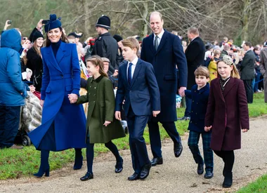 The Wales family walk to church on Christmas 2024