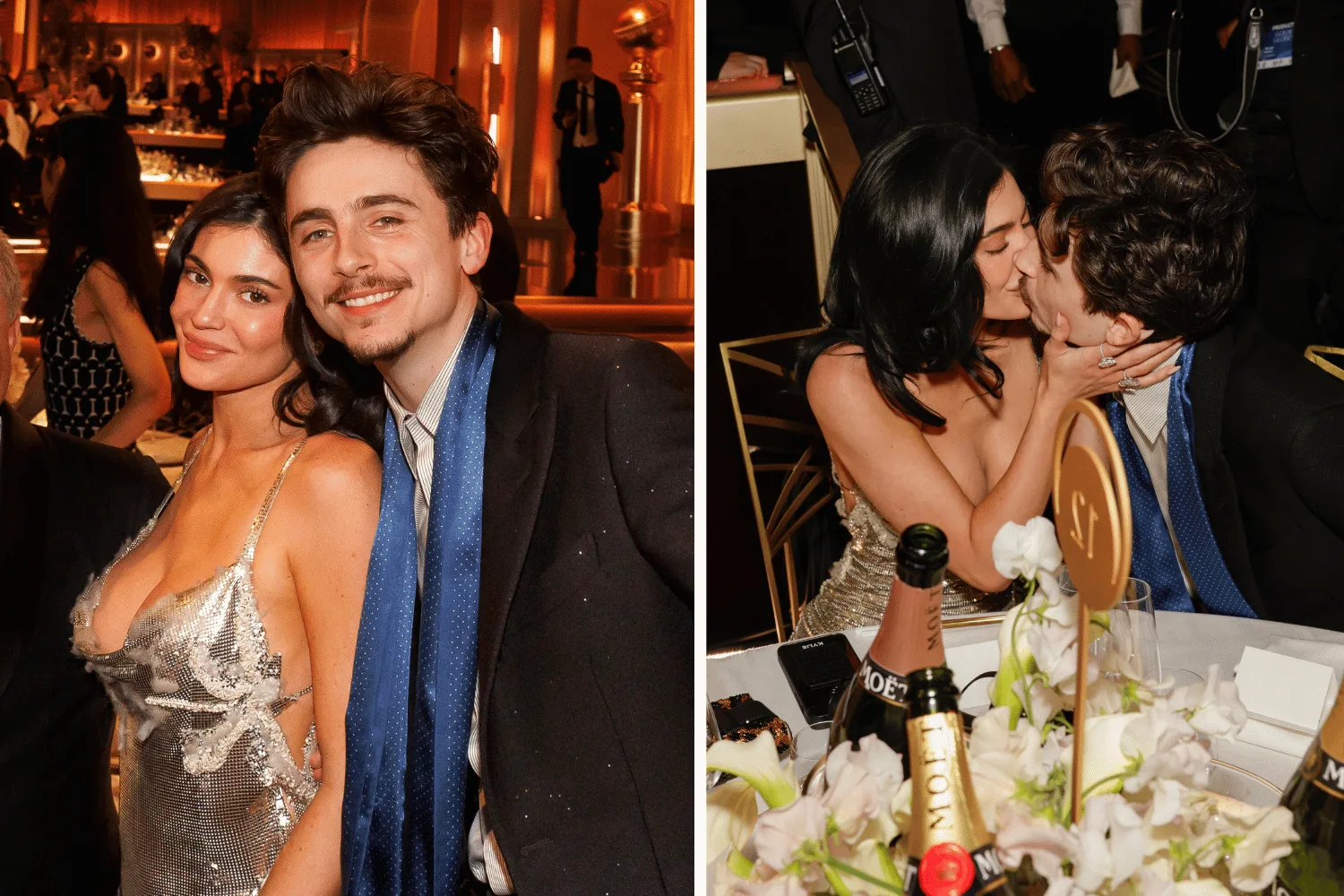 Timothee Chalamet and Kylie Jenner at the Golden Globes. 