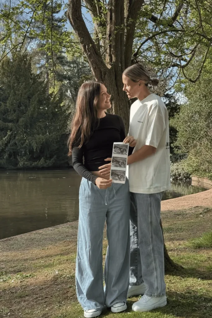 Emily Van Egmond and Kat Thompson pregnancy announcement.