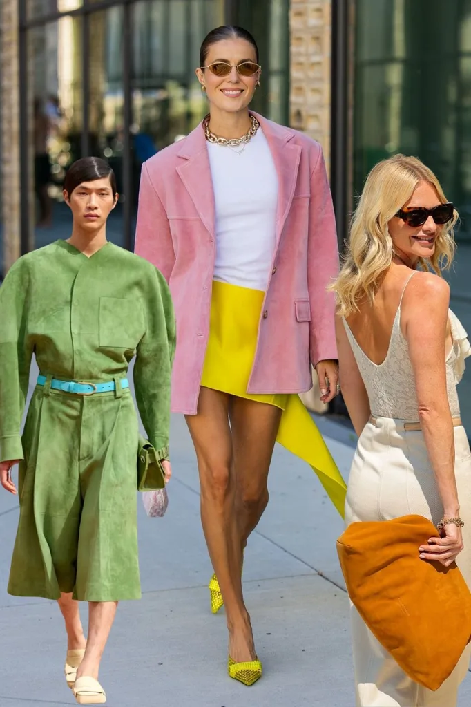 celebs suede outfits 2025